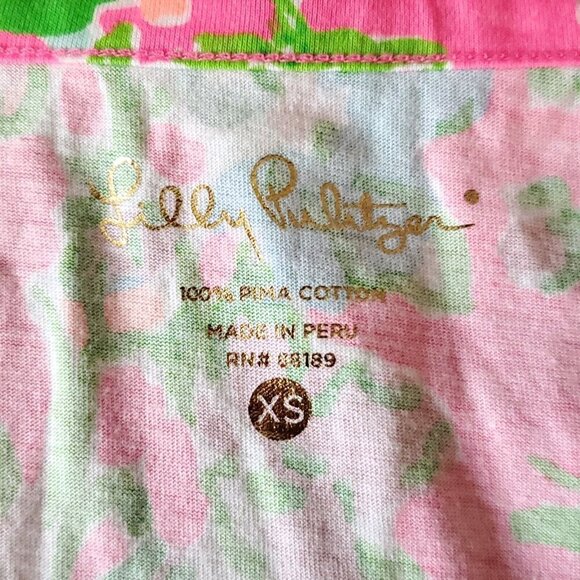 Lilly Pulitzer Palmetto T Shirt Dress XS Bright Flamingo Pink V Neck Floral $98 - Picture 4 of 6